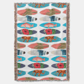 カラフルレトロサーフボードパターン スローブランケット (正面縦)