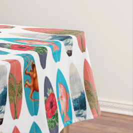 カラフルレトロサーフボードパターン テーブルクロス