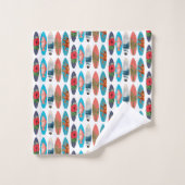 カラフルレトロサーフボードパターン バスタオルセット (ウォッシュタオル)