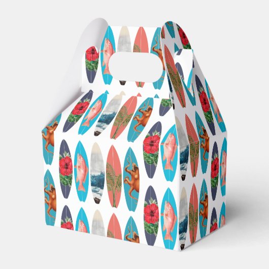 カラフルレトロサーフボードパターン フェイバーボックス (正面サイド)