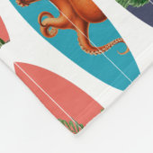 カラフルレトロサーフボードパターン フリースブランケット (角)