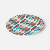 カラフルレトロサーフボードパターン ペーパープレート (アングル)