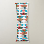 カラフルレトロサーフボードパターン ボディピロー (正面縦)