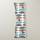 カラフルレトロサーフボードパターン ボディピロー (裏面 (縦))