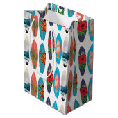 カラフルレトロサーフボードパターン ミディアムペーパーバッグ (裏面アングル)