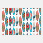 カラフルレトロサーフボードパターン ラッピングペーパーシート (正面3)