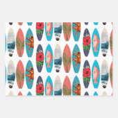 カラフルレトロサーフボードパターン ラッピングペーパーシート (正面)