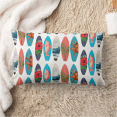カラフルレトロサーフボードパターン ランバークッション (ブランケット)