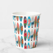カラフルレトロサーフボードパターン 紙コップ (左)