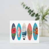 カラフルレトロサーフボード シーズンポストカード (スタンド正面)
