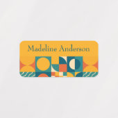 カラフルレトロジオメトリックな子供の名前ラベル ラベル (デザイン2)