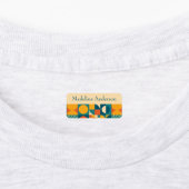 カラフルレトロジオメトリックな子供の名前ラベル ラベル (貼付)