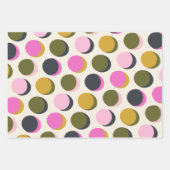 カラフルレトロジオメトリドットのパターン緑ピンク ラッピングペーパーシート (正面)
