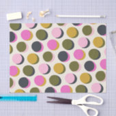 カラフルレトロジオメトリドットのパターン緑ピンク 薄葉紙 (クラフト)