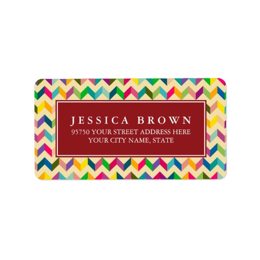 カラフルレトロジグカスタムグ差出人住所ラベル ラベル (正面)