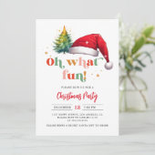 カラフルレトロスクリプトああ何おもしろいクリスマスパーティー 招待状 (スタンド正面)