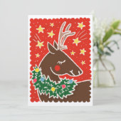 カラフルレトロスタンプスタイルトナカイ シーズンカード (スタンド正面)