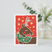 カラフルレトロスタンプスタイルトナカイ シーズンポストカード (スタンド正面)