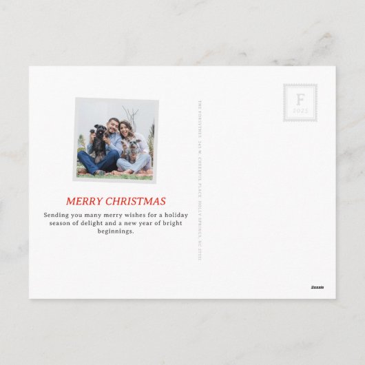 カラフルレトロスタンプスタイルトナカイ シーズンポストカード (裏面)