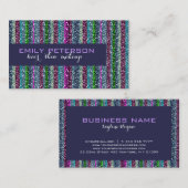 カラフルレトロストライプグリッターパターン 名刺 (正面/裏面)