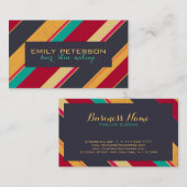 カラフルレトロストライプパターン 名刺 (正面/裏面)