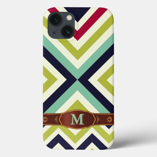 カラフルレトロストライプモノグラム模様 Case-Mate iPhoneケース (裏面)