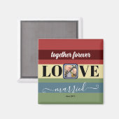 カラフルレトロストライプ対独身の光磁石 マグネット (正面/裏面)