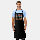 カラフルレトロストライプ語 エプロン (着用した状態)