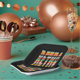 カラフルレトロストライプ語 ペーパープレート