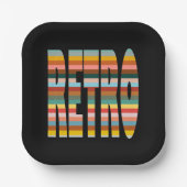 カラフルレトロストライプ語 ペーパープレート (正面)