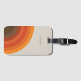 カラフルレトロストライプ70s 80sゴールデンブラウンオレンジ ラゲッジタグ