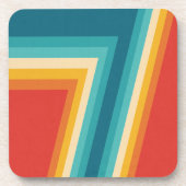 カラフルレトロストライプ- 70秒、80秒デザイン コースター (正面)