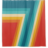 カラフルレトロストライプ- 70秒、80秒デザイン シャワーカーテン (正面)