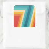 カラフルレトロストライプ- 70秒、80秒デザイン スクエアシール (バッグ)