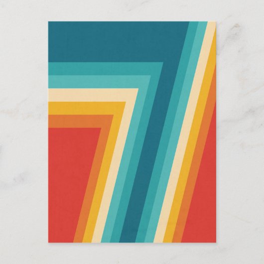 カラフルレトロストライプ- 70秒、80秒デザイン ポストカード (正面)