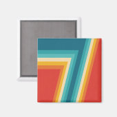 カラフルレトロストライプ- 70秒、80秒デザイン マグネット (正面/裏面)