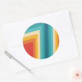 カラフルレトロストライプ- 70秒、80秒デザイン ラウンドシール (封筒)