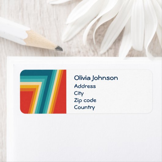 カラフルレトロストライプ- 70秒、80秒デザイン ラベル (インサイチュ)