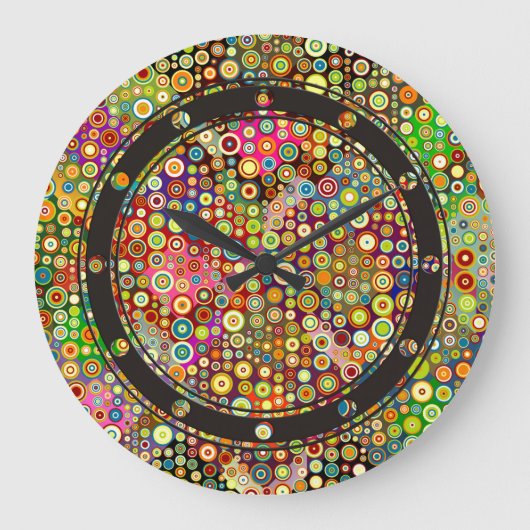 カラフルレトロスポット+アイディア ラージ壁時計 (正面)