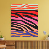 カラフルレトロゼブラストライプパターン8 キャンバスプリント (インサイチュ (リビング))