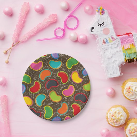 カラフルレトロゼリービーンズポップ・アートのキッドの誕生日パーティー ペーパープレート (パーティー)