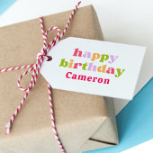 カラフルレトロタイポグラフィパーソナライズされた誕生日 ギフトタグ