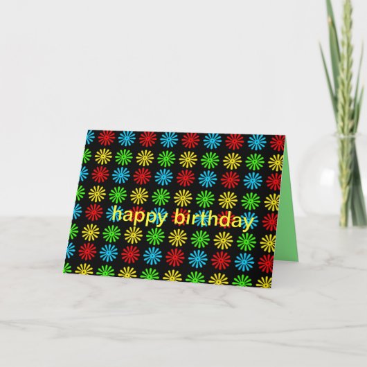 カラフルレトロデイジー誕生日 カード (正面)