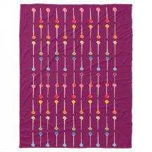 カラフルレトロドットパターンスローブラブフリースブランケ