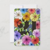 カラフルレトロネイビーブルーハッピーバースデーカード (正面)