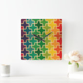 カラフルレトロパターン壁時計 スクエア壁時計 (ホーム)