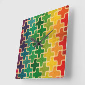 カラフルレトロパターン壁時計 スクエア壁時計 (傾斜)