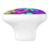 カラフルレトロヒッピーの花のパワーパターン セラミックノブ (側面)