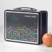 カラフルレトロビデオゲームゲーマーパーソナライズされた名 メタルランチボックス (インサイチュ)