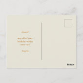 カラフルレトロピンクフラワー ハッピーバースデー ポストカード (裏面)